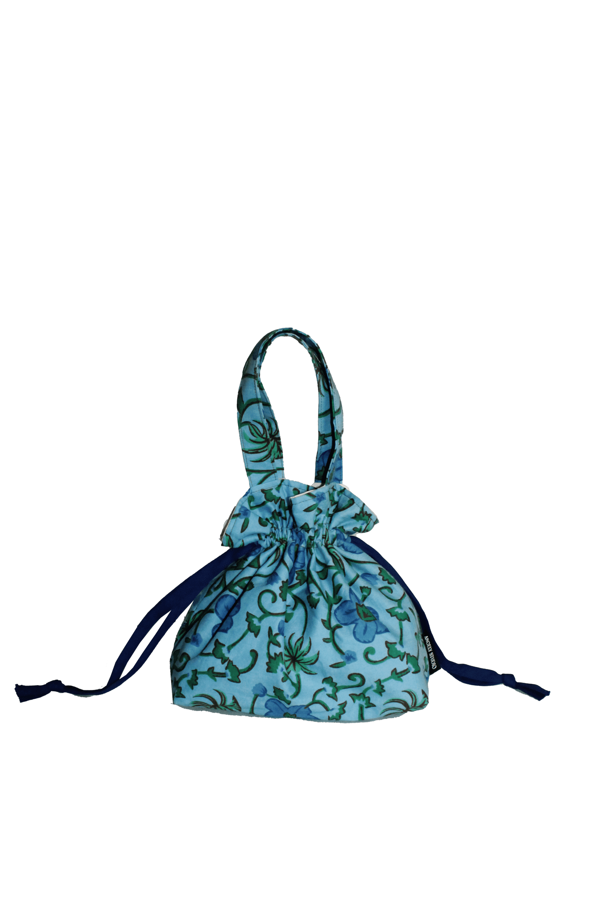 Light blu with floral pattern drawstring bag of Angely Studio