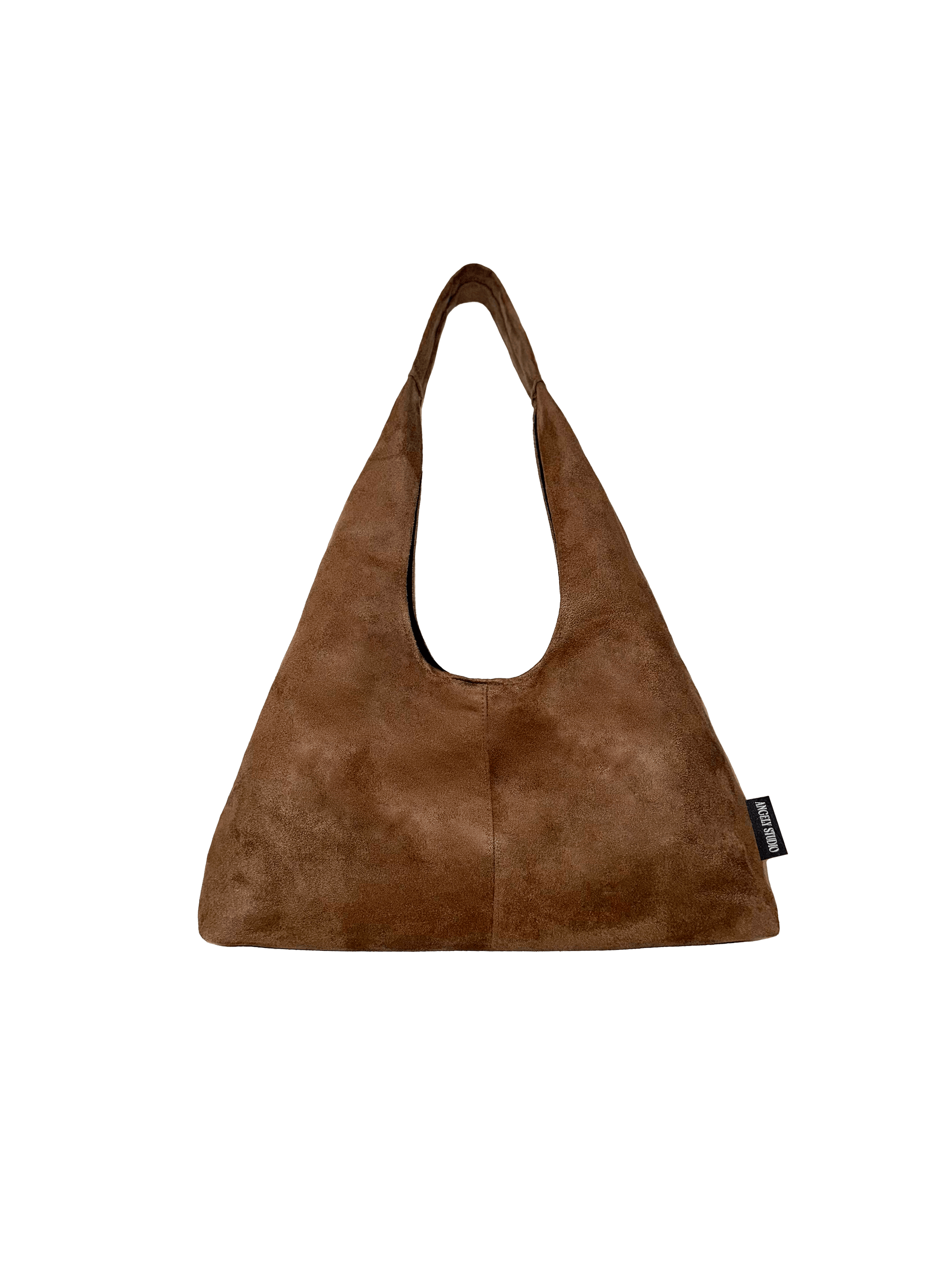 Brown suede leather everyday shoulder bag of Angely Studio