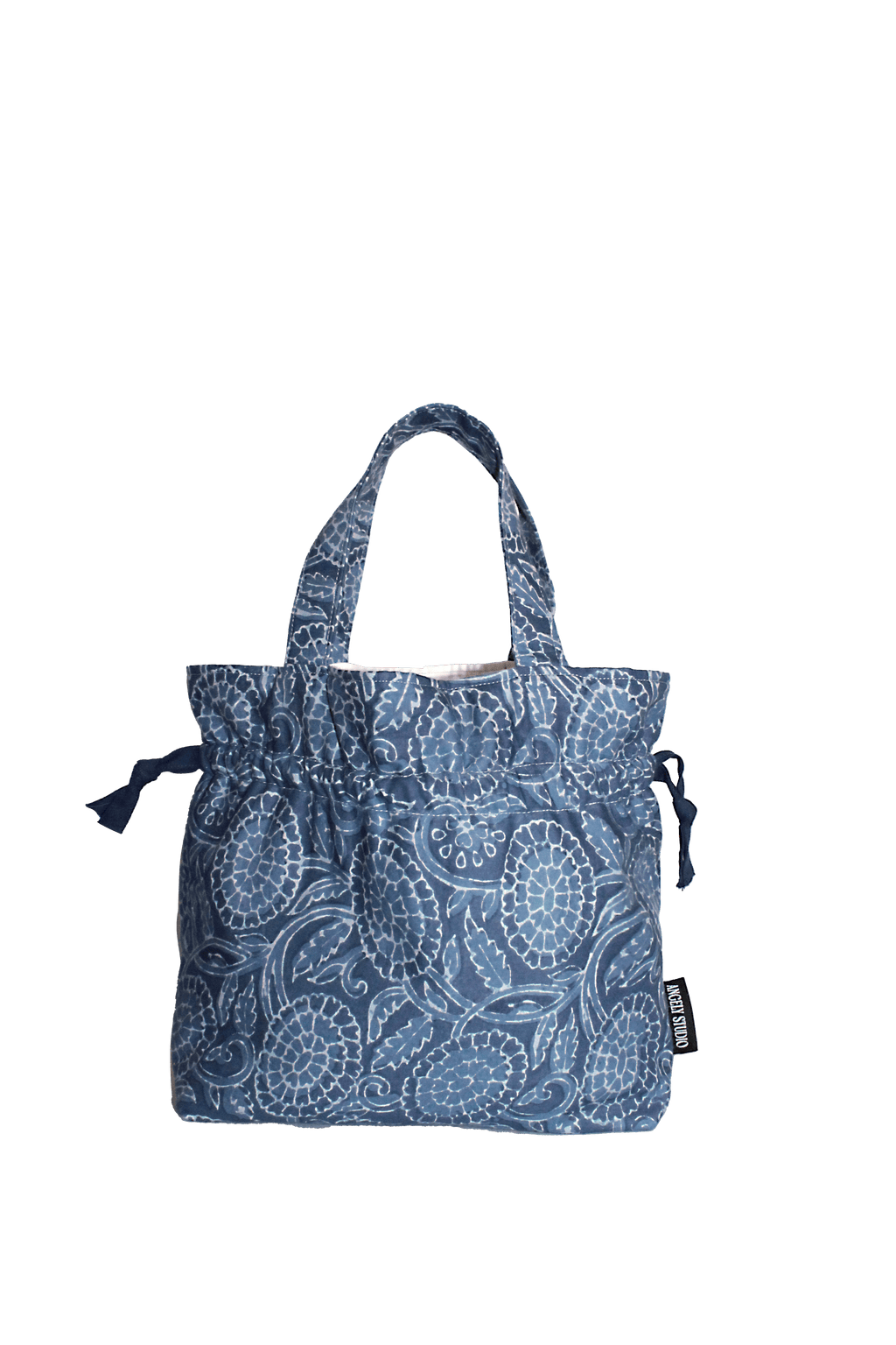 Blue flower patterned tote bag by Angely Studio